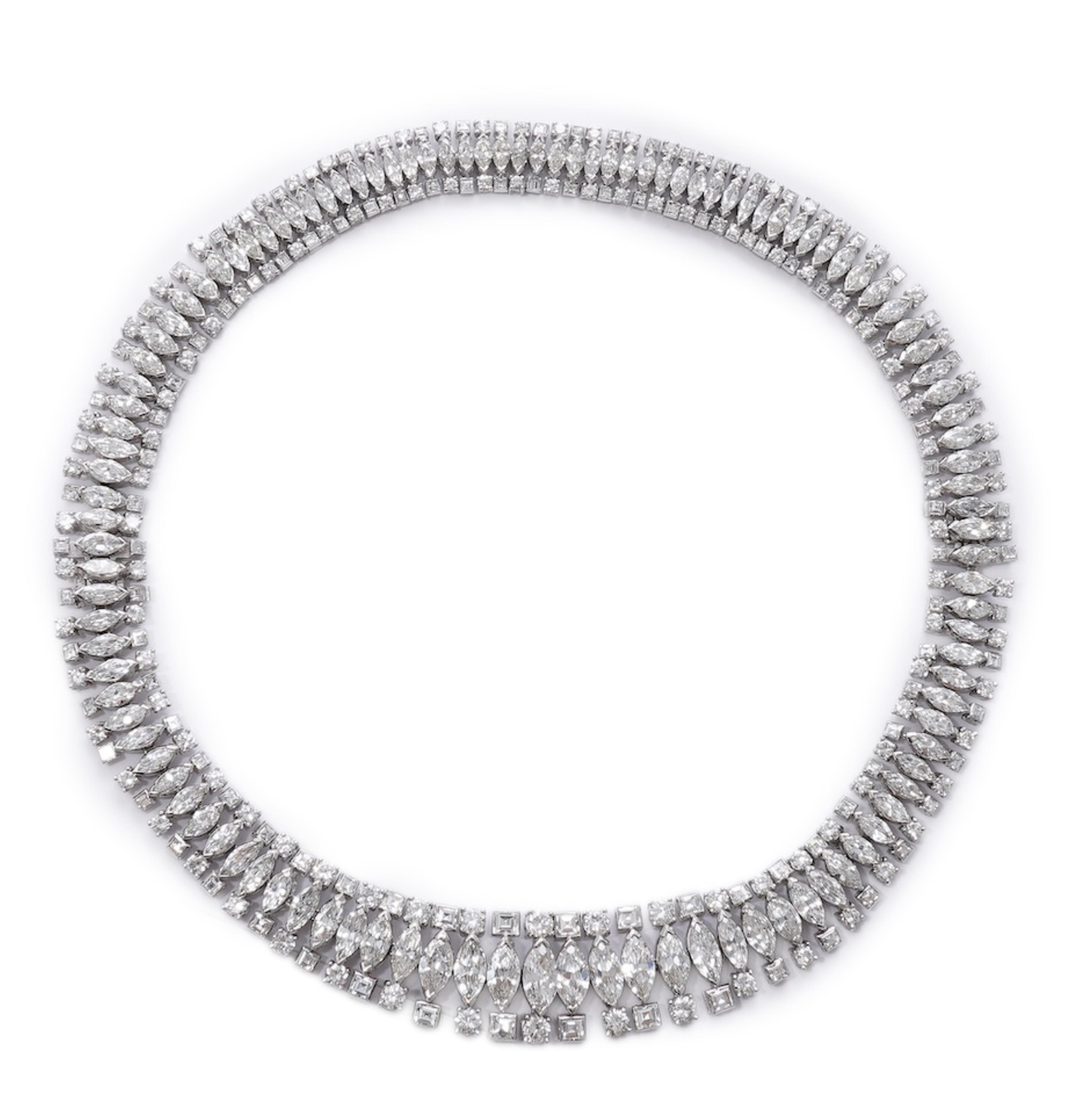 An impressive diamond collar, mid 20th century